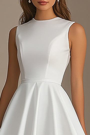 A Line White Satin Short Graduation Dress